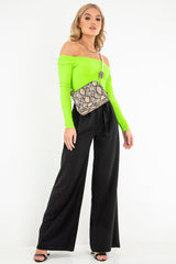 Black High Waist Paper Bag Buckle Belt Trousers - Ivyonna-Trousers