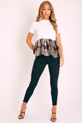 Black High Waist Raw Hem Skinny Jeans - Calissa-Jeans