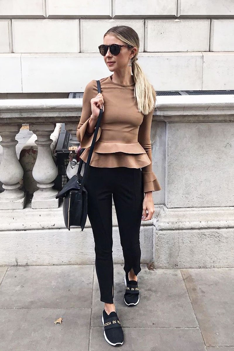 Black High Waist Seam Front Crepe Leggings - Liviah-Leggings