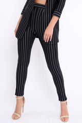 Black High Waist Striped Trousers - Savina-Trousers