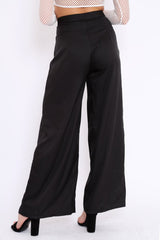 Black High Waist White Strip Trousers - Berdie-Trousers