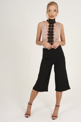 Black High Waisted Cropped Culottes - Tola-Trousers