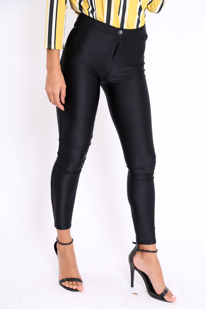 Black High Waisted Disco Pants - Michela-Trousers