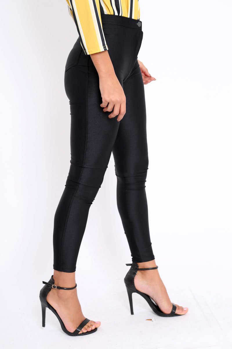 Black High Waisted Disco Pants - Michela-Trousers
