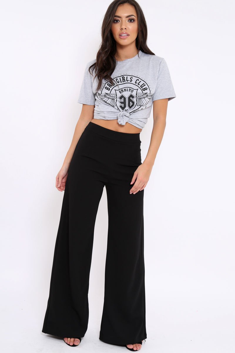 Black High Waisted Flare Trousers - Kym-Trousers