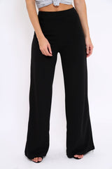 Black High Waisted Flare Trousers - Kym-Trousers