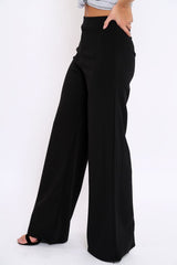 Black High Waisted Flare Trousers - Kym-Trousers