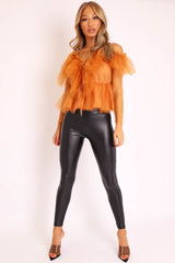 Black High Waisted PU Leather Leggings - Ronae-Leggings