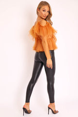 Black High Waisted PU Leather Leggings - Ronae-Leggings