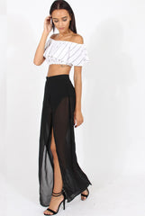Black High Waisted Sheer Maxi Skirt - Ivy-Skirts