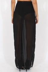 Black High Waisted Sheer Maxi Skirt - Ivy-Skirts
