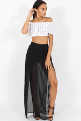 Black High Waisted Sheer Maxi Skirt - Ivy-Skirts