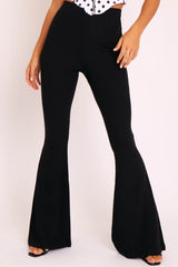 Black High Waisted Side Zip Flare Trousers - Billie-Trousers
