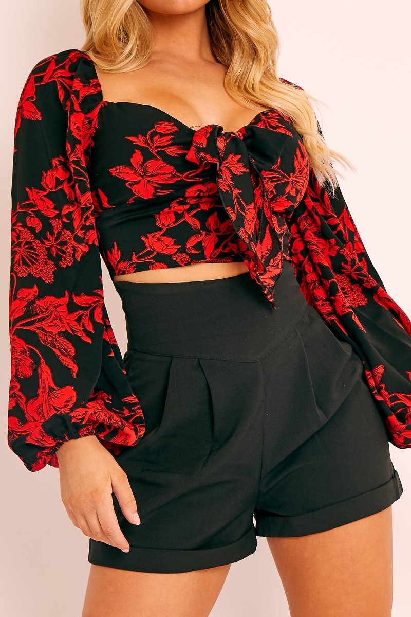 Black High Waisted Tailored Shorts - Emile-Shorts