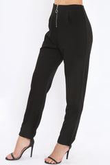 Black High Waisted Trousers - Zeenia-Trousers
