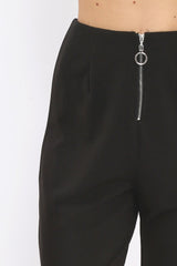 Black High Waisted Trousers - Zeenia-Trousers