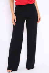 Black High Waisted Wide Leg Trousers - Maise-Trousers