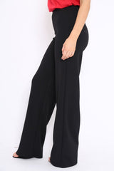 Black High Waisted Wide Leg Trousers - Maise-Trousers