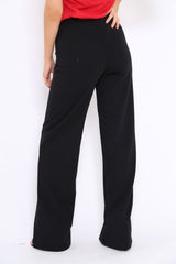 Black High Waisted Wide Leg Trousers - Maise-Trousers