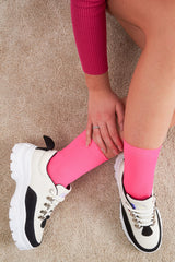 Black Hiker Detail Lace Up Chunky Trainers - Malisha-Trainers