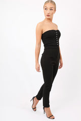 Black Hook And Eye Jumpsuit - Aimee-Jumpsuits