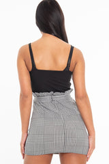Black Houndstooth Belted Paper Bag Waist Dress - Marnie-Dresses