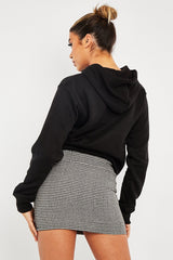 Black Houndstooth Button Mini Skirt - Ruthie-Skirts