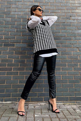 Black Houndstooth Knit Vest - Hazel-Jumper