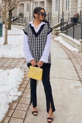 Black Houndstooth Knit Vest - Hazel-Jumper