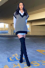 Black Houndstooth Knit Vest - Hazel-Jumper