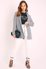 Black Houndstooth Single Breasted Blazer - Bellah-Blazers