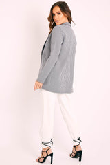 Black Houndstooth Single Breasted Blazer - Bellah-Blazers