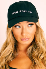 Black I Woke Up Like This Slogan Cap - Louella-Hats