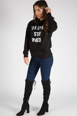 Black I'd Rather Stay In Bed Slogan Hoodie - Tammy-Hoodies