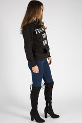 Black I'd Rather Stay In Bed Slogan Hoodie - Tammy-Hoodies