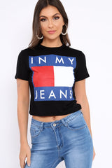 Black In My Jeans Crew Neck Top - Tura-Tops
