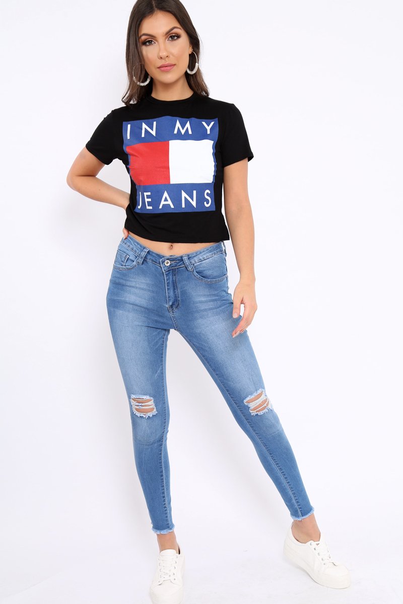 Black In My Jeans Crew Neck Top - Tura-Tops