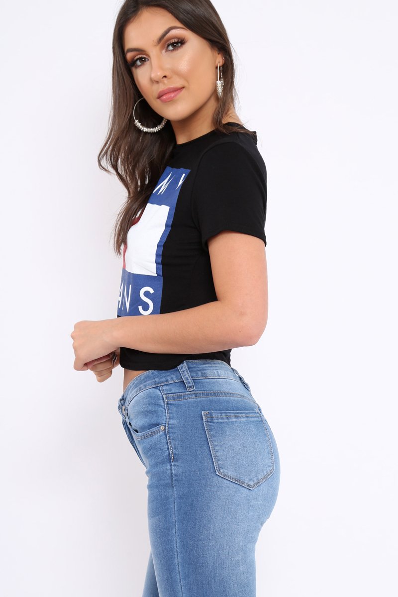 Black In My Jeans Crew Neck Top - Tura-Tops