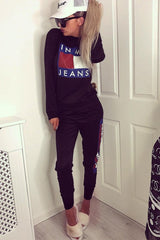 Black In My Jeans Loungewear Set - Vyolet-Loungewear