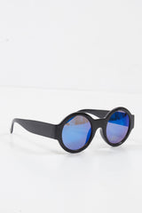 Black Iridescent Lens Round Frame Sunglasses - Teia-Sunglasses
