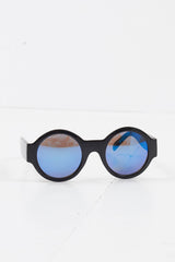 Black Iridescent Lens Round Frame Sunglasses - Teia-Sunglasses