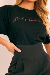 Black Italic Baby Girl Slogan T-shirt - Gracey-T-shirt
