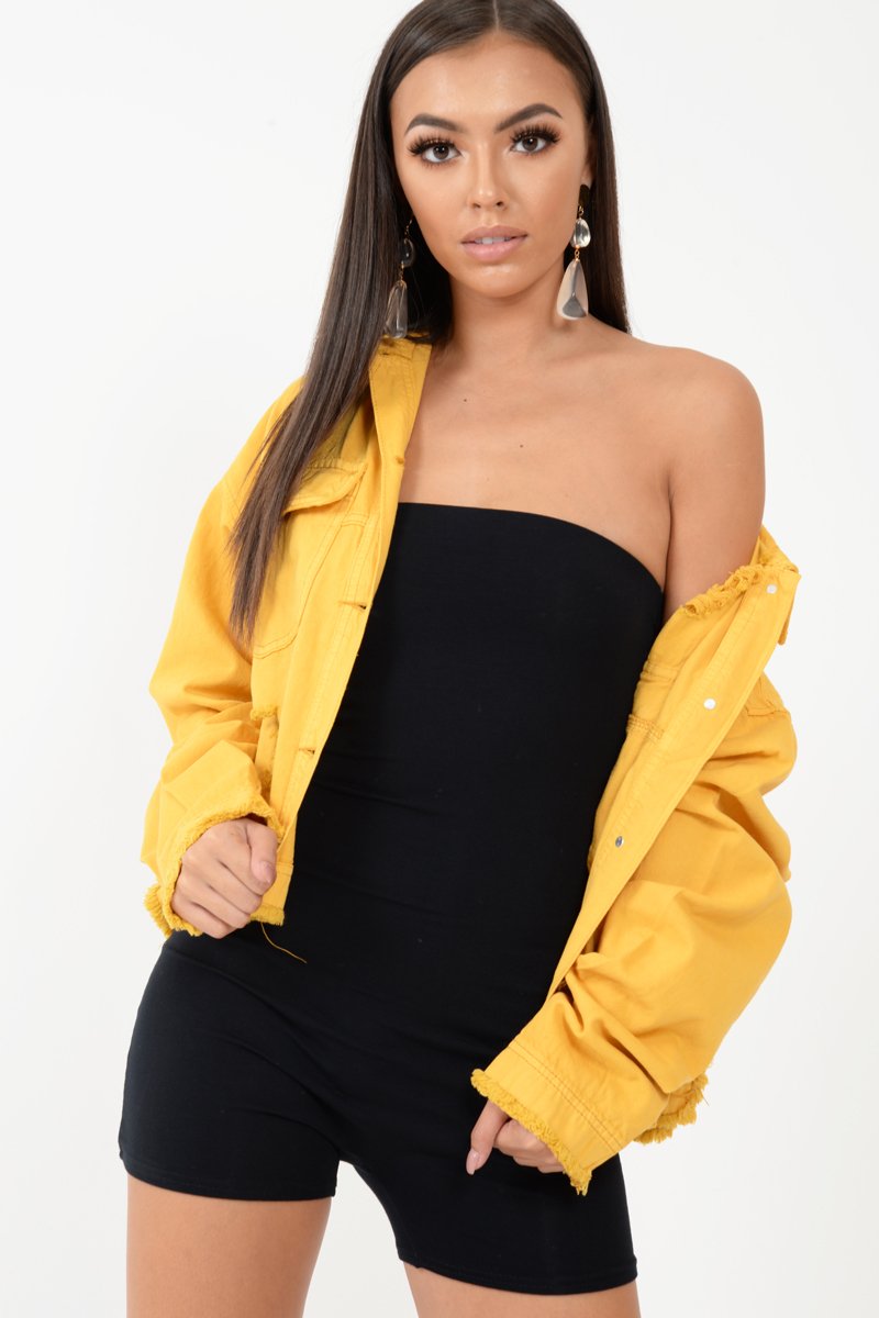 Black Jersey Bandeau Playsuit - Cristyn-Playsuits