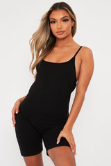 Black Jersey Low Back Unitard - Taya-Playsuits