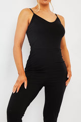 Black Jersey Scoop Neck Jumpsuit - Kadia-Jumpsuits