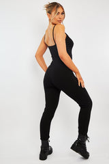 Black Jersey Scoop Neck Jumpsuit - Kadia-Jumpsuits