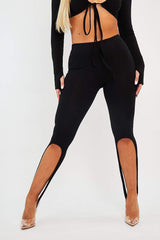 Black Jersey Stirrup Cycling Shorts - Maylee-Shorts