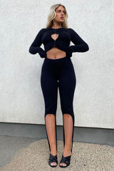 Black Jersey Stirrup Cycling Shorts - Maylee-Shorts