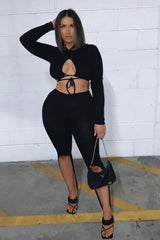 Black Jersey Stirrup Cycling Shorts - Maylee-Shorts