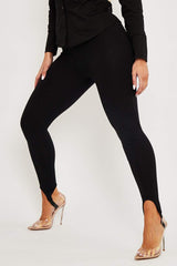 Black Jersey Stirrup Leggings - Diara-Leggings